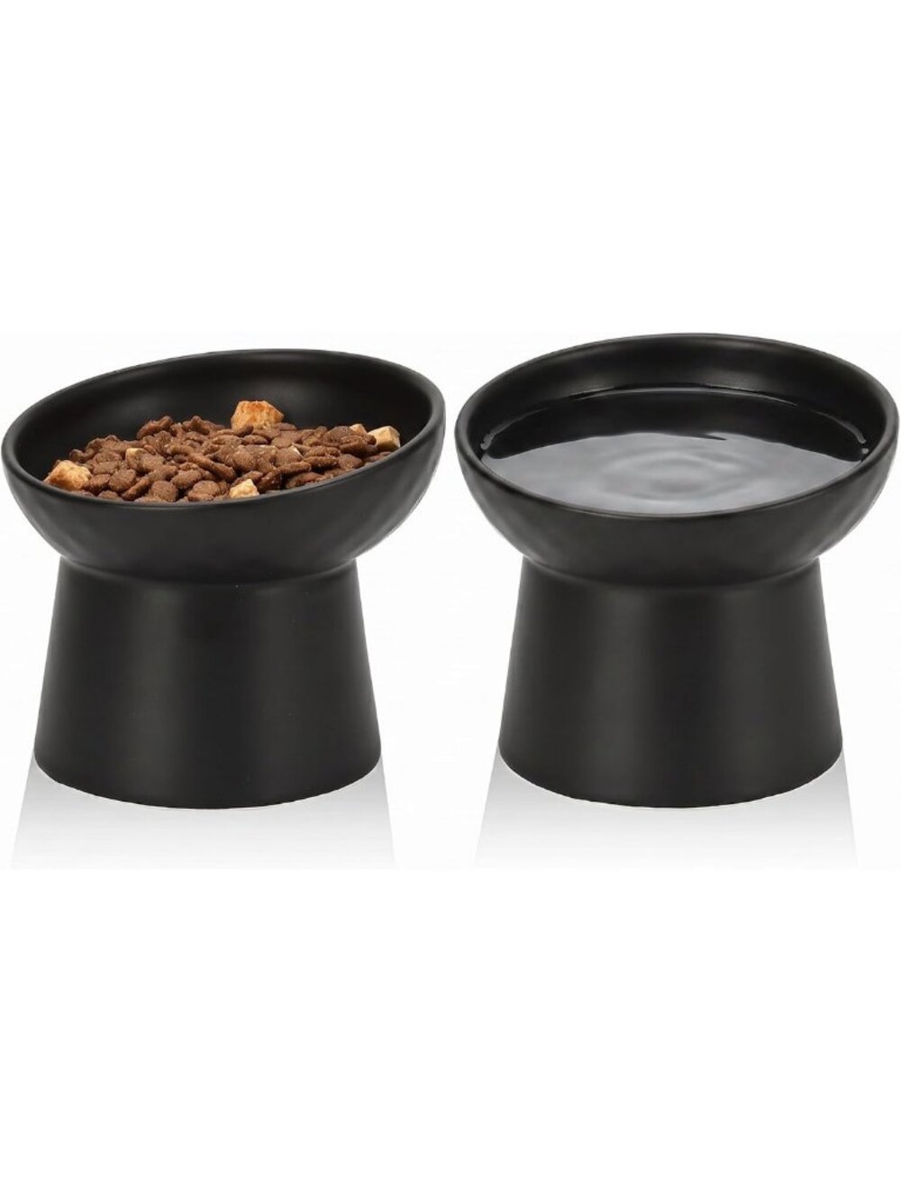 Elevated Cat Bowls Set - Tilted Design for Whisker Fatigue Relief